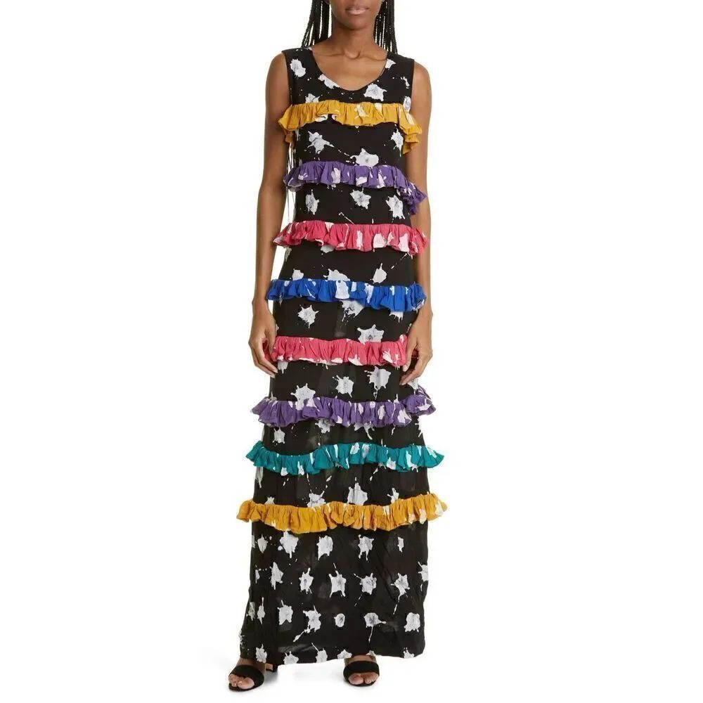BUSAYO Ropo Splatter Print Ruffle Dress/ size XL